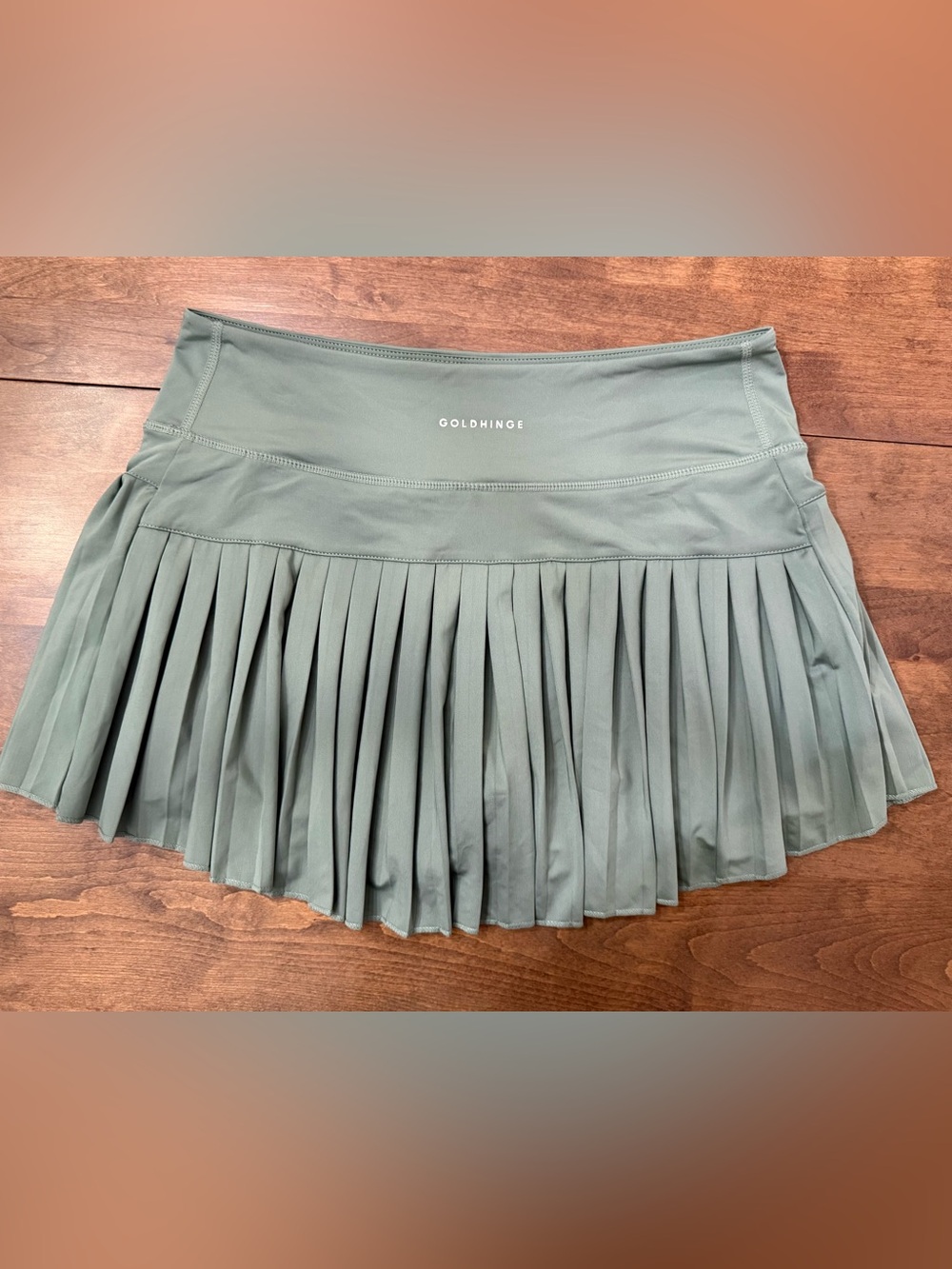 Goldhinge Pleated Mini Skort in Sage Green